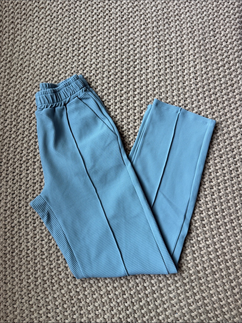 Gil Rodriguez Waffle Knit Pants Teal Blue Gray Women’s Size XS
